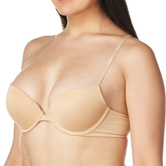 CALVIN KLEIN Beige Push-Up Plunge Bra - Picture 1 of 7